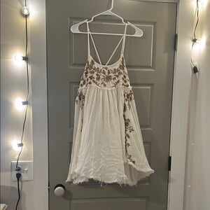 Free People Cream Ribbed Top